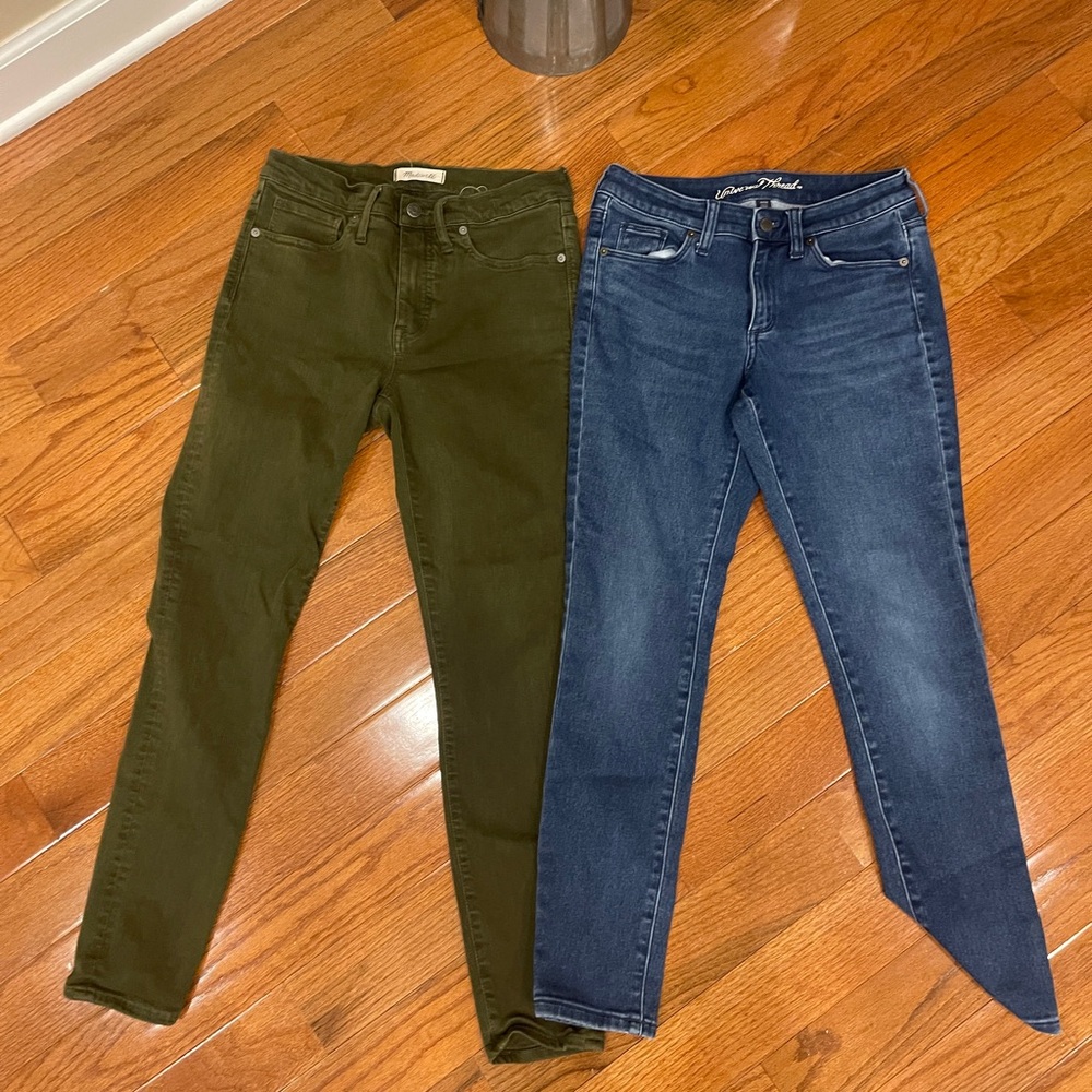 Madewell & Universal Thread Blue Green Skinny Jeans Pants Bundle Size 27 29